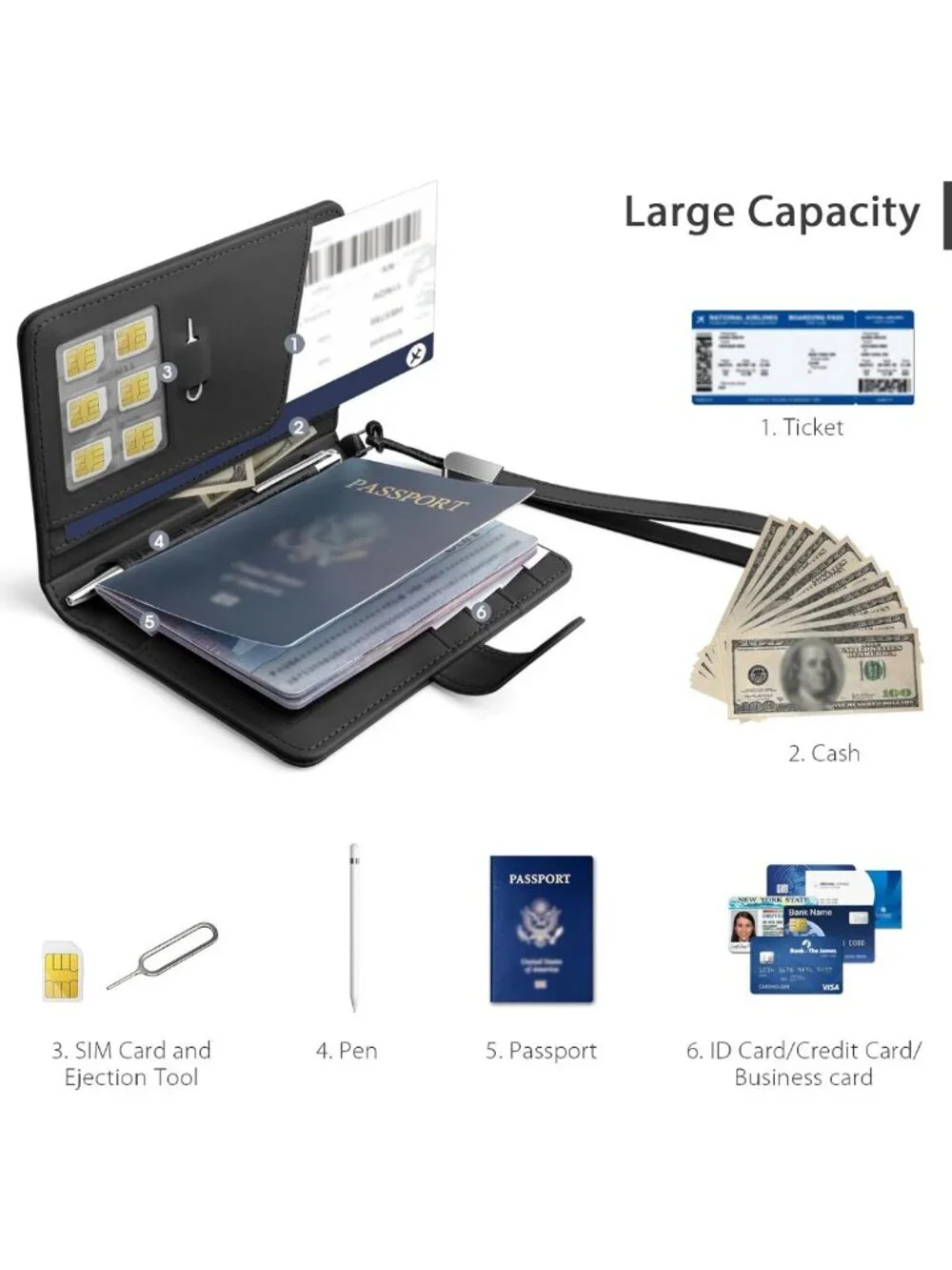 Travel Passport Holder with RFID Blocking, Waterproof Design, 4 Card Slots